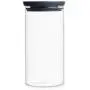 Brabantia Stapelbare Glasbehälter, + Graue Deckel, zur Aufbewahrung, Zubehör, 1,1l, 298264