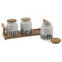 Villa dEste Home Tivoli Set of 3 Jars with Bamboo, Porcelain, White, L 40 x D 15.5 x H 10 cm