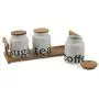 Ensemble de 3 bocaux Villa d'Este pour Tivoli, en bambou, porcelaine, blanc, L 40 x D 15,5 x H 10 cm Ensemble de 3 bocaux Villa d'Este pour Tivoli, en bambou, porcelaine, blanc, L 40 x D 15,5 x H 10 cm