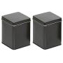 mikken # 42113 # 2 for 100 g Tin Caddies Storage Jars Spice Jars with 2 Labels, Metal, Black, 7.6 x 7.6 x 10 cm