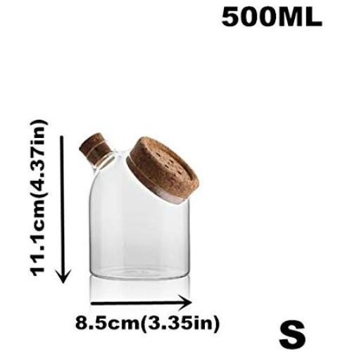 Glass Spice Jars Food Storage Containers Tank With Cork Lid For Bulk Product Coffee Preservation Kitchen Organizer Bank 500mlflat