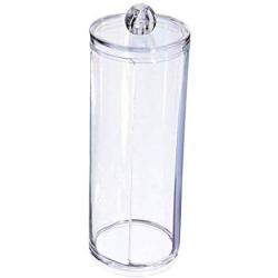 17Cm X6.8Cm Acrylic Organizer Box Round Container Storage Case Make Up Cotton Pad Box Nail Art Remover Paper Wip Transparent,Swab Cotton Box