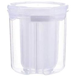 PSFS Cereal Dispenser with Souble Lid Dry Food Snack Grain Canister Plastic Storage Countertop Airtight Food Storage Multi-Grain Storage Box Separated Sealed (White, S)