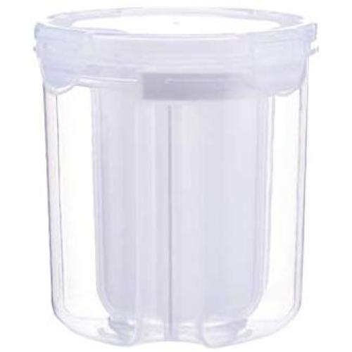 PSFS Cereal Dispenser with Souble Lid Dry Food Snack Grain Canister Plastic Storage Countertop Airtight Food Storage Multi-Grain Storage Box Separated Sealed (White, S)