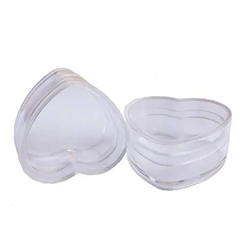 Bouteilles en plastique transparentes en forme de cœur, 4ml 0,14oz, réutilisables, avec couvercle, pour échantillons de maquillage, poudre pour les ongles, ombres à paupières, baume à lèvres, crèmes pour le visage, lot de 50. Bouteilles en plastique transparentes en forme de cœur, 4ml 0,14oz, réutilisables, avec couvercle, pour échantillons de maquillage, poudre pour les ongles, ombres à paupières, baume à lèvres, crèmes pour le visage, lot de 50.