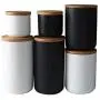 Storage Bottles Jars - Nordic Exquisite Ceramic Storage Battle Jar Food Coffee Tea Pot Seasoning Sealed Tank Wood Lid - Storage Jars Bottles Storage Bottles Jars Ceramic Glass With Woode