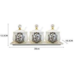 Mini Spice Jars European creative kitchen supplies ceramic cruet three-piece set with base