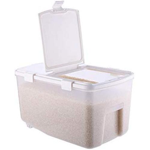 HOMELUNY Set of 4 Kitchen Airtight Rice Storage Jars Moisture Proof Home 20KG Large Flour Rice Clear for Candy, Cookie, Rice, Sugar,Flour,Snacks Keeping Food Dry & Fresh