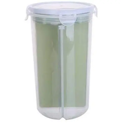 5L Pp Transparent Partition Store Vacuum Can Whole Grains Storage Jar for Kitchen Pink/Green/Blue L Size,Green
