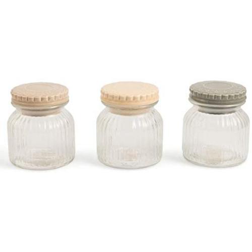 Villa d Este Home Tivoli Pastel Set of 3 Jars with Lid Grey/Pink/Beige, 3 Units