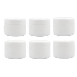 Ericotry White Plastic Jar with Dome Lid 8 Oz (250g) Refillable Make-up Cosmetic Jars Empty Face Cream Lip Balm Lotion Storage Container Pot Case (Pack of 6)