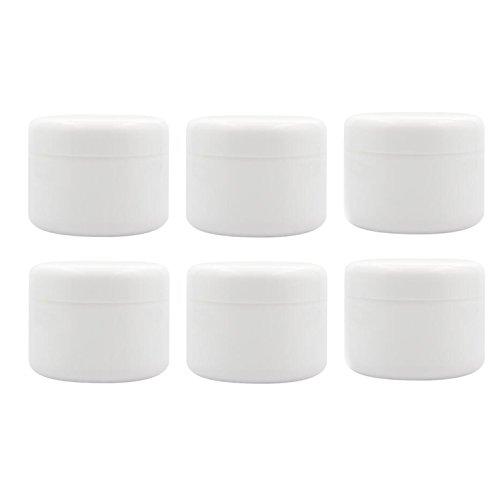 Ericotry White Plastic Jar with Dome Lid 8 Oz (250g) Refillable Make-up Cosmetic Jars Empty Face Cream Lip Balm Lotion Storage Container Pot Case (Pack of 6)