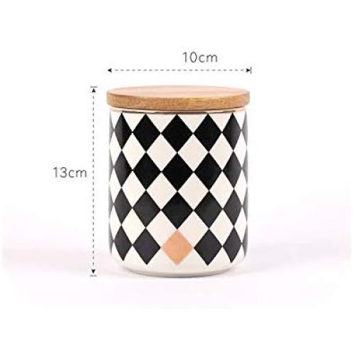 Round Ceramics Diamond Lattice Sealed Tank Tuba Storage Candy Jar Food Sugar Coffee Container Kitchen Canister Cereal Dispenser,A