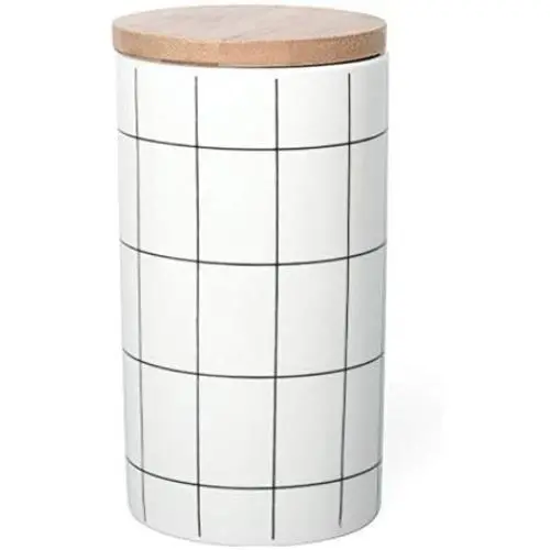 Einweg-Zylinder-Glasbehälter aus Keramik, 950 ml/33,4 oz, mit versiegeltem Bambusdeckel, modernes Design für Küchenbehälter zum Lagern von Tee, Zucker, Kaffee, Gewürzen und mehr.