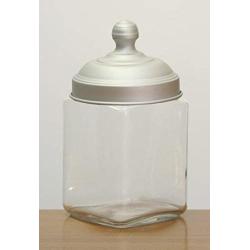 Italo Ottinetti Square Glass Jar Glazed Aluminium Mat Lid 1 Litre Aluminum, Metallic, One Size