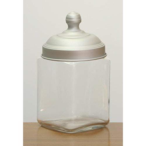 Italo Ottinetti Square Glass Jar Glazed Aluminium Mat Lid 1 Litre Aluminum, Metallic, One Size
