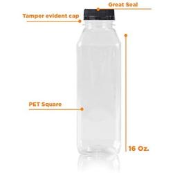 PACKAGE OF 30-PLASTIC 16 OZ JUICE/MILK/DRESSING BOTTLES BPA FREE BY PEXALE(TM) (BLACK CAPS, 30)