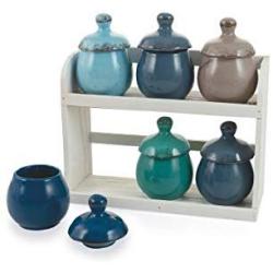 Villa dEste Home Tivoli Jars with Stand, Ceramic, Multicoloured, One Size