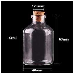 20pcs 50ml 60ml Small Glass Bottles With Cork Stopper Empty Spice Bottles Jars Gift Crafts Vials,50ml