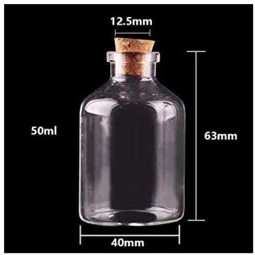 20pcs 50ml 60ml Small Glass Bottles With Cork Stopper Empty Spice Bottles Jars Gift Crafts Vials,50ml