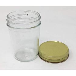 8 oz Mason (Jelly) Half Pint Glass Jars with Metal Lids by Richards Packaging 12 Pack for Canning Tapered Sides