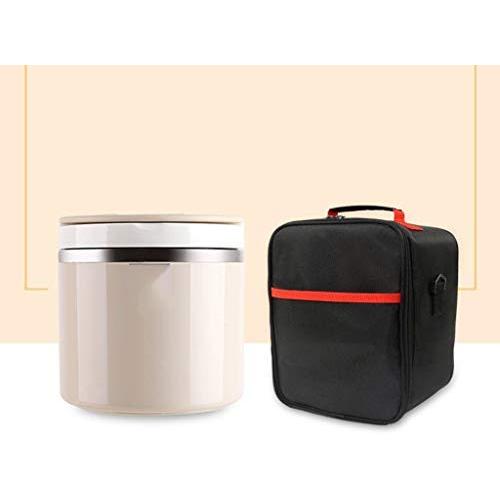 Tragbarer Thermosbehälter aus Edelstahl für Studenten, dicht verschließbare isolierte Speisenbehälter, isolierte Tasche, Mehrstöckig (Farbe: Khaki, Größe: 680ml)
