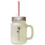 Brown Palm Trees Frosted Glass Mason Jar With Straw