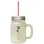 Brown Palm Trees Frosted Glass Mason Jar With Straw