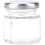 Tebery 30 Pack 1.5oz Mini Hexagon Glass Jars with Silver Plastisol Lined Lids for Spices, Honey, Canning, Gifts and Crafts