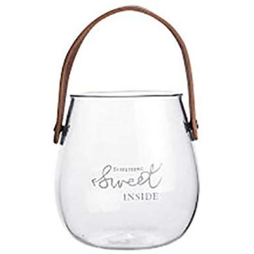 Unique Chic Nordic Glass Storage Jar Bottle With Leather Handle Minimalist Desk Storage Bottle Organizer Flower Vase Container Large Glass Storage Containers With Lids