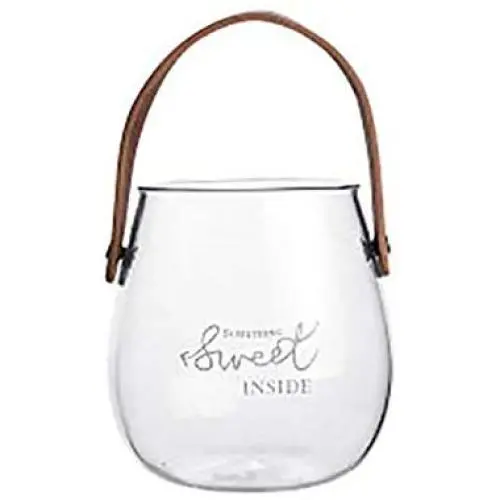 Unique Chic Nordic Glass Storage Jar Bottle With Leather Handle Minimalist Desk Storage Bottle Organizer Flower Vase Container Large Glass Storage Containers With Lids