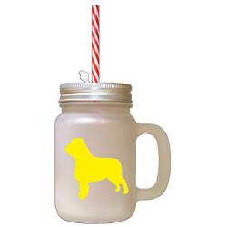 Yellow Field Spaniel Silhouette Frosted Glass Mason Jar With Straw