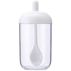 Ruipunuosi Kitchen Household Spoon Cover One Moisture-Proof transparent cruet Seasoning Jar With Spoon Condiment Pots Clear Spices Container