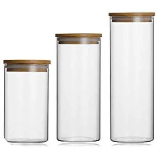 Glasbehälter für Lebensmittel – Dichtglasdosen mit Deckel, Großraum, ideal für Süßigkeiten, Tee, etc. (6,5 x 8 cm)