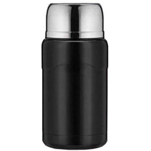 Thermos Food Jar 750ML Thermos Stainless Food Flask,Leakproof Vacuum Insulated Food Containers With Folding Spoon (Color : Black)
