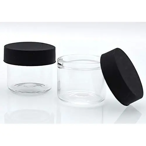 5 ML Glass Storage Jars (48 Jars) Black Silicone Lid 5 ML Glass Storage Jars (48 Jars) Black Silicone Lid
