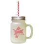 Soft Pink This Is Where The Magic Happens Two Color Style Frosted Glass Mason Jar With Straw