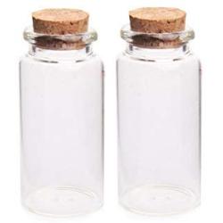 2Pcs 3060Mm 25Ml Glass Bottles Wishing Bottle Empty Sample Storage Jars with Cork Stoppers Transparent