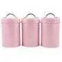 joyMerit 3-Pack Kitchen Canister Set With Airtight Lid For Food Storage, Store Coffee, Sugar, Tea, Spices, Dry Food and More (Pink Color)