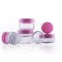 VASANA 24PCS 20g/0.68oz Empty Refill Clear Plastic Sample Cosmetic Jar Pots Eyshadow Packing Storage Container With Pink Screw Lid for Travel Make Up Cream Lotion Nails Powder Gems Beads Jewelry