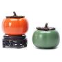 Ifever 2 pcs Persimmon Design Tea Storage Containers Tea Tins Food Storage Jar, Ceramic Tea Canister, Sealed Porcelain Tea Caddy Tan for Tea/Herb