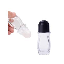 2Pcs Clear Glass Roll-On Deodorant Bottles with Plastic Roller Ball and Black Twist Cap Empty Refillable Deodorant Containers for Essential Oil Aromatherapy Deodorant (50ml/1.69oz)