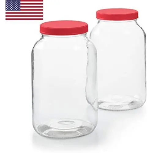 2 Pack - 1 Gallon Glass Jar w/Plastic Airtight Lid, Muslin Cloth, Rubber Band - Made in USA, Wide Mouth Easy to Clean - BPA Free - Kombucha, Kefir, Canning, Sun Tea, Fermentation, Food Storage 2 Pack - 1 Gallon Glass Jar w/Plastic Airtight Lid, Muslin Cloth, Rubber Band - Made in USA, Wide Mouth Easy to Clean - BPA Free - Kombucha, Kefir, Canning, Sun Tea, Fermentation, Food Storage