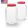 2 Pack - 1 Gallon Glass Jar w/Plastic Airtight Lid, Muslin Cloth, Rubber Band - Made in USA, Wide Mouth Easy to Clean - BPA Free - Kombucha, Kefir, Canning, Sun Tea, Fermentation, Food Storage