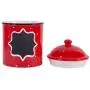 Wood & Style Premium Ceramic RED Canister Medium Poka Dot Meduim Storage