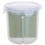 1PCS Small Size PP Plastic 4 Lattices Food Storage Containers Box with Rotating Wheel Kitchen Divider Classification Storage Tank Transparent Sealed Cans for Grain Candy Snacks Dried Goods Nuts(Green)