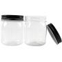 Novelinks 8 Ounce Clear Plastic Jars with Black Lids - Refillable Round Clear Containers Clear Jars Storage Containers for Kitchen & Household Storage - BPA Free (16 Pack)