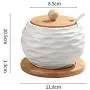 Ceramic cruet seasoning jar salt bowl sugar bowl kitchen household ceramic seasoning jar glass lid storage tank wooden tray,1pcs-J Ceramic cruet seasoning jar salt bowl sugar bowl kitchen household ceramic seasoning jar glass lid storage tank wooden tray,1pcs-J