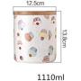 Food Storage Jar, Ceramic Kitchen Canisters with Airtight Seal Bamboo Lid, Food Storage Canister for Tea, Coffee Bean, Spice, Sugar, Flour 750ml/ 1110ml/ 1650ml (2：125x138mm)