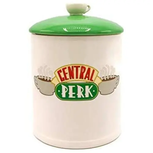 Silber Buffalo FRD201EG Friends Central Perk Logo Keramik Cookie Jar, Groß, Weiß/Grün